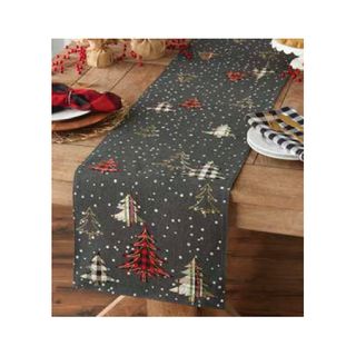 DII SNOWY TREES EMBELLISHED TABLE RUNNER