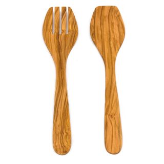 DISHY OLIVE WOOD SALAD SERVERS 30CM (D)