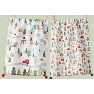 DII EMBELLISHED TEA TOWELS 12PK- NORTH POLE