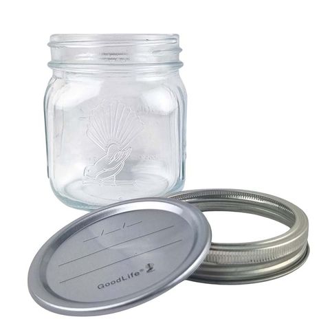 GOODLIFE GLASS PRESERVING JAR 500ML-2PC METAL DOME&BAND LID