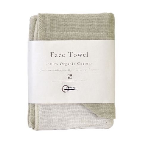 NAWRAP ORG FACE CLOTH 35X35CM - GRN/IVORY