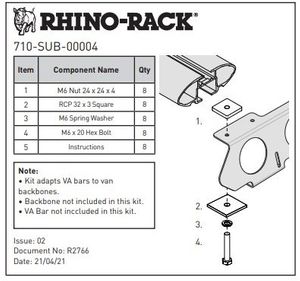 Rhino Backbone 8x Bolt System  - Hiace