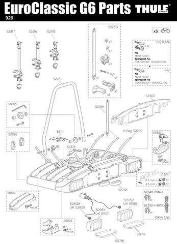 Thule EuroClassic 929 G6 Parts