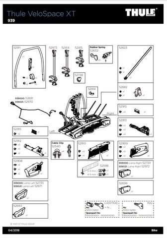 Thule VeloSpace XT 938 939 Parts