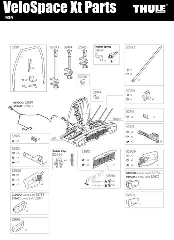 Thule VeloSpace XT 938 939 Parts