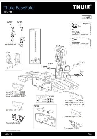 Thule EasyFold 932 931 Spare Parts