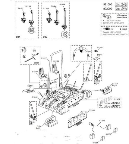 Thule EuroWay Bike Rack Spare Parts 921 & 923 G2