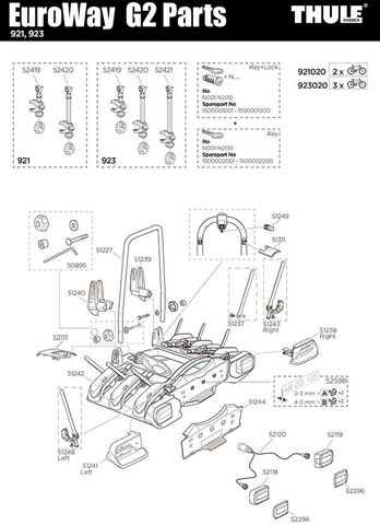 Thule EuroWay Bike Rack Spare Parts 921 & 923 G2