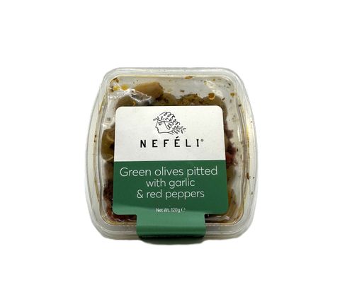Nefeli Olives w Garlic & Red Ppr 120g Dcup
