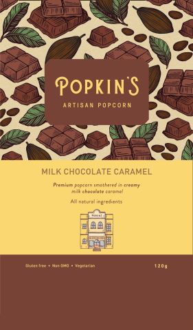 Popkin's Choc Caramel Popcorn 120g