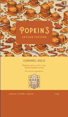 Popkin's Caramel Gold Popcorn 112g