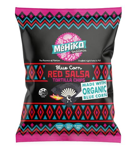 Mehiko Organic Blue Corn Chip Red Salsa 150g