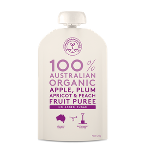 AOFC Puree Appl Plum Aprico & Peach 120g