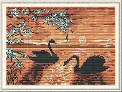 Complete Cross Stitch Kit - Black Swans