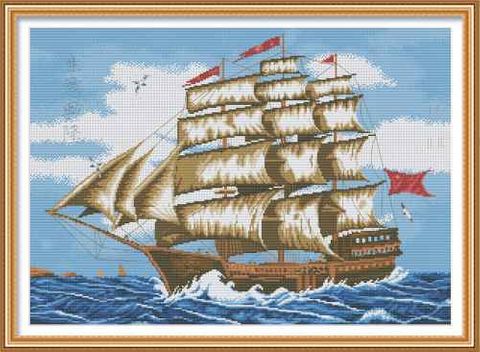 Complete Cross Stitch Kit - Large Ship