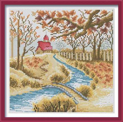 Complete Cross Stitch Kit - Autumn House