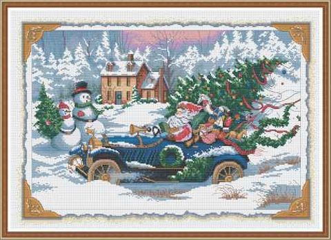 Complete Cross Stitch Kit - Santa's Car