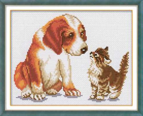 Complete Cross Stitch Kit - Pup & Kitten