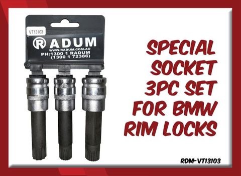 Special Socket 3pc Set for BMW Rim Locks
