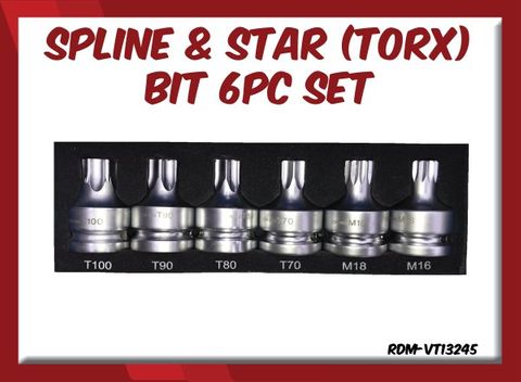 Spline & Star (Torx) Bit 6pc Set