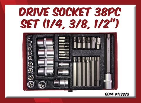 Drive Socket 38pc Set (1/4, 3/8, 1/2")