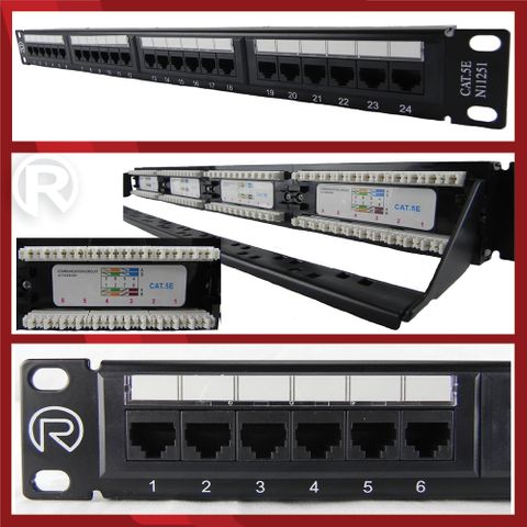 RJ45 24 Port Patch Panel Cat5e + Minder