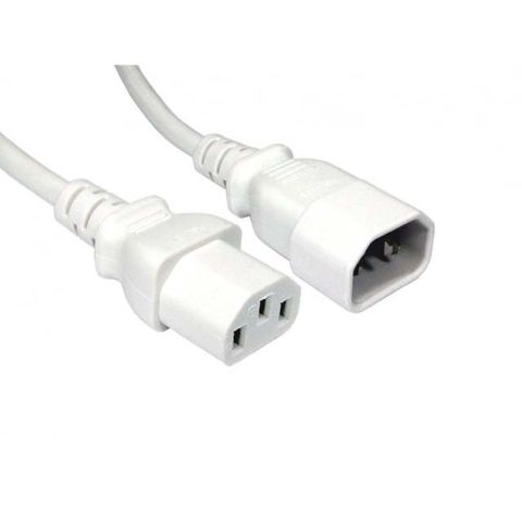 1m White IEC-M to IEC-F Cable