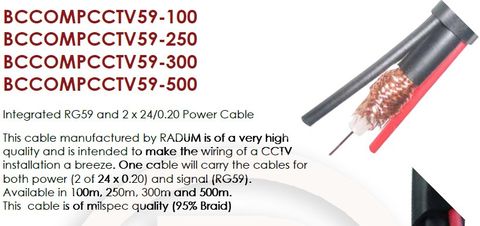 100M RG59 + 2 x 24/0.20 Cable