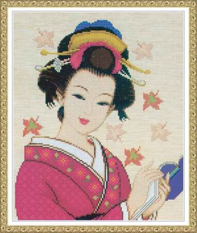 Complete Cross Stitch Kit - Geisha Pink