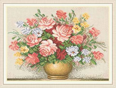 Complete Cross Stitch Kit - Flowers Vase