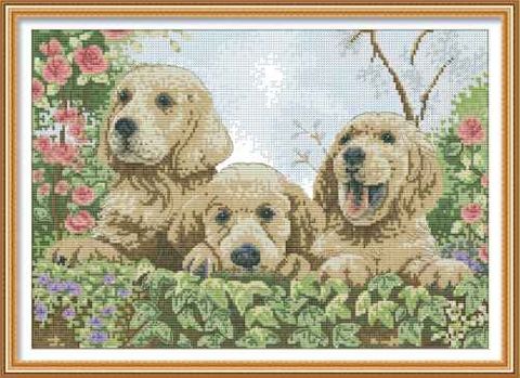 Complete Cross Stitch Kit - Dog/Puppies