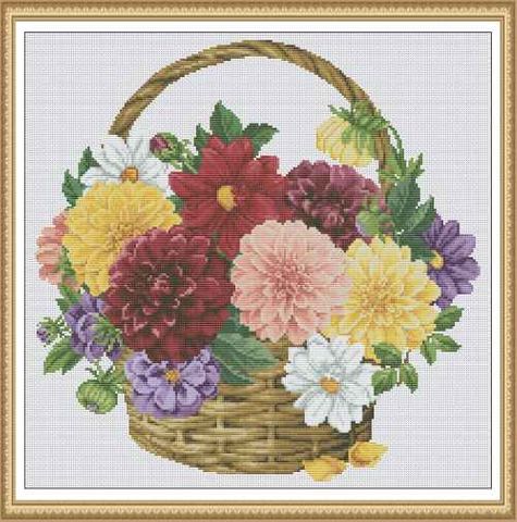 Complete Cross Stitch Kit - Flower Baske