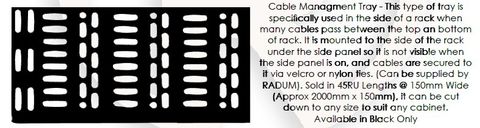 Black 45RU x 150mm Cable Tray