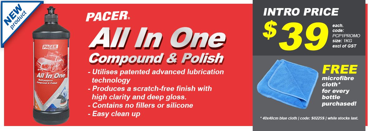 Pacer All in One Compound and Polish 1KG plus Free Microfibre Cloth