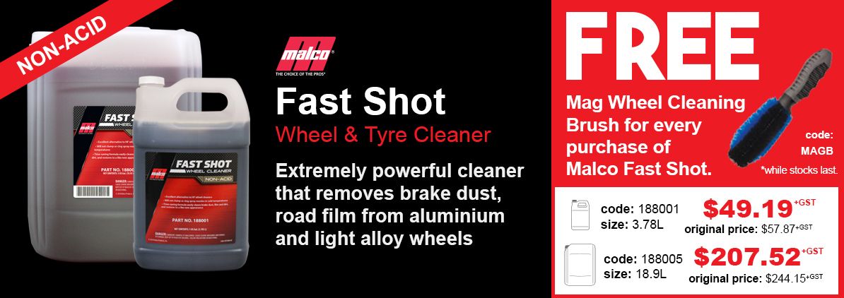 FREE Mag Wheel Brush Cleaner for every purchase of Malco Fast Shot
