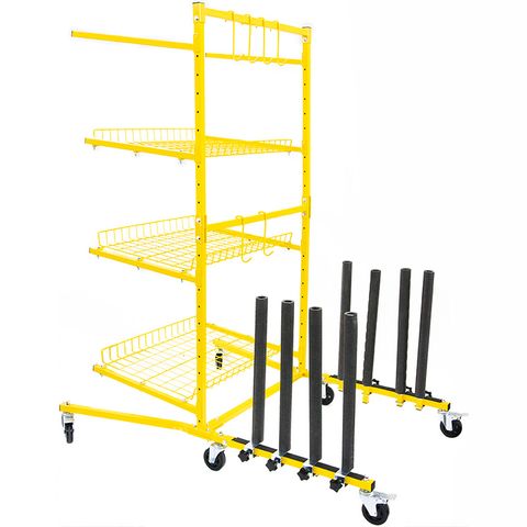 PARTS CART TROLLEY 3 SHELVES WITH PANEL RACK
