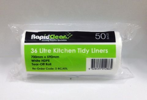 Kitchen Tidy White Large 36Lt  Roll 50  Ctn 1000 Bags