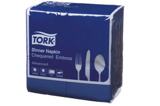 Tork Chequered Emboss GT Fold Dinner Napkin 2 Ply Dark Blue Pkt 80