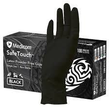 Glove Safetouch Black Latex Medium