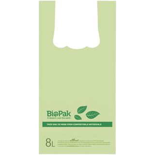 Biopak Compostable Check Out Bag 8L Green Slv 100