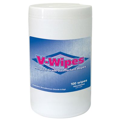 V Wipes Hospital Grade Disinfectant Wipes Tub of 100