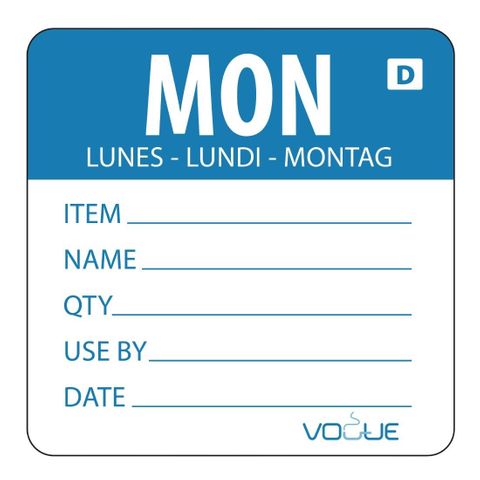 Vogue Dissolvable Day of the Week Labels Monday Roll 250