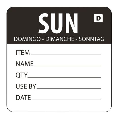 Vogue Dissolvable Day of the Week Labels Sunday Roll 250