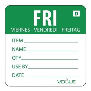 Vogue Dissolvable Day of the Week Labels Friday Roll 250