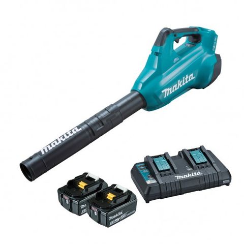 Makita Blower Brushless 18V Includes Same Time Dual Port Rapid Charger & 2x 5.Ah Batteries