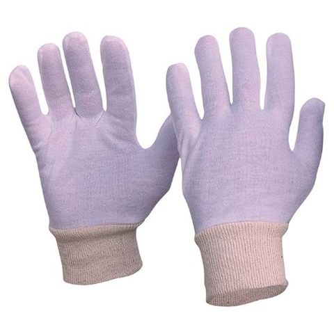 Glove Cotton Interlock Poly/Cotton Liner, Knitted Wrist Ladies 12x Pairs