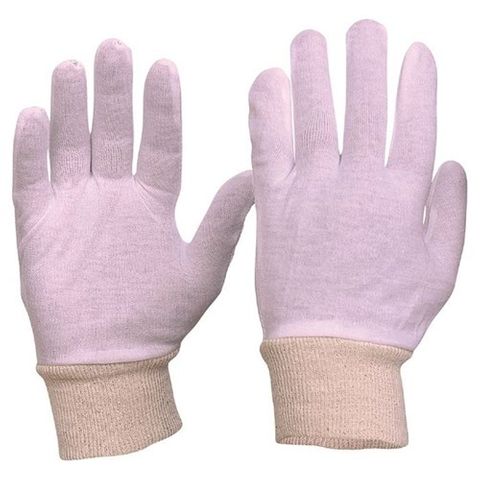 Glove Cotton Interlock Poly/Cotton Liner, Knitted Wrist Mens 12x Pairs