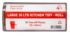 Kitchen Tidy Black Large 36Lt Roll 50