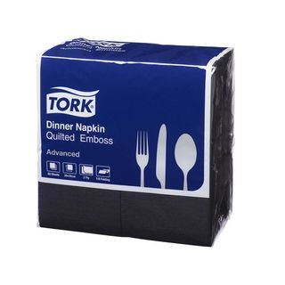 Tork Quilted Black Dinner Napkin GT Fold Pkt 100