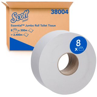 Scott Essential Jumbo Roll Toilet White 2ply 300m Ctn 8